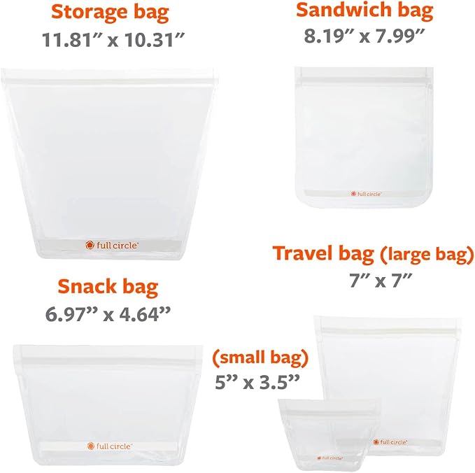 Full Circle ZipTuck Kids Reusable Plastic Food and Storage Bag, Lunch Set of 2, Monster