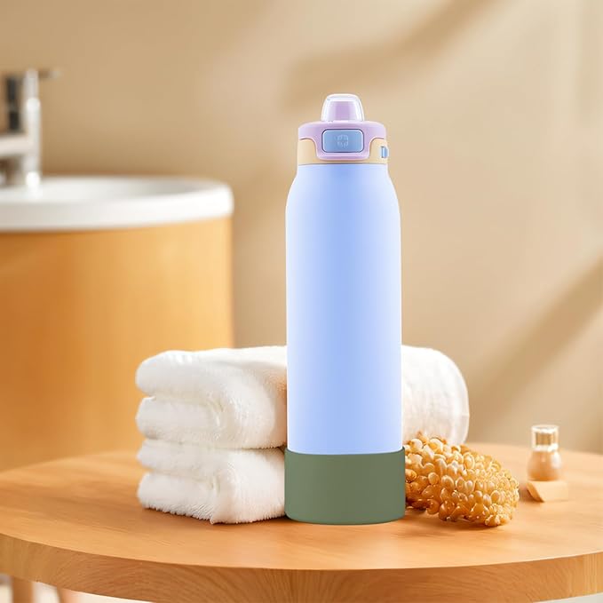 2 PCS Silicone Bottom for Ello Pop 32 OZ Water Bottle, Water Boot for Ello Pop,Avoid Scratches and Noise (Military Green, 22oz)