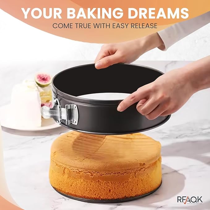 RFAQK 10 Inch Nonstick Springform Pan with Removable Bottom - LeakProof Cheesecake Pans with 30PCs Parchment Papers & Bonus Recipe e-Book - Perfect Baking Every Time