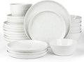 Famiware Mars Plates and Bowls Sets, 24 Pieces Dinnerware Sets, Dishes Set for 8, White