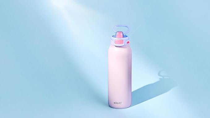 Ello Pop & Fill Stainless Steel Water Bottle with Quick Fill Technology, Double Walled Vacuum Insulated Metal, Leak Proof Locking Lid, Sip & Chug, BPA Free, Holiday Gift for Him Her, 22oz, 32oz, 40oz