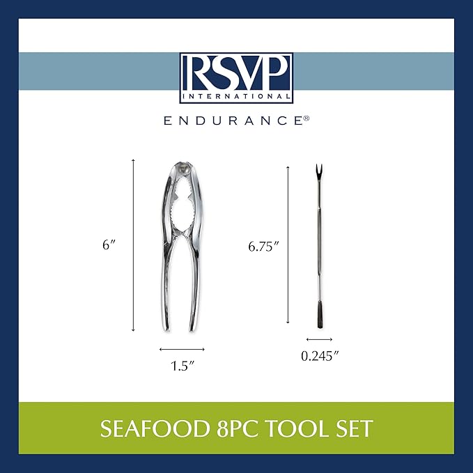 RSVP International Endurance Collection Seafood Tool, Cracking Tools, 8 Piece, Stainless Steel