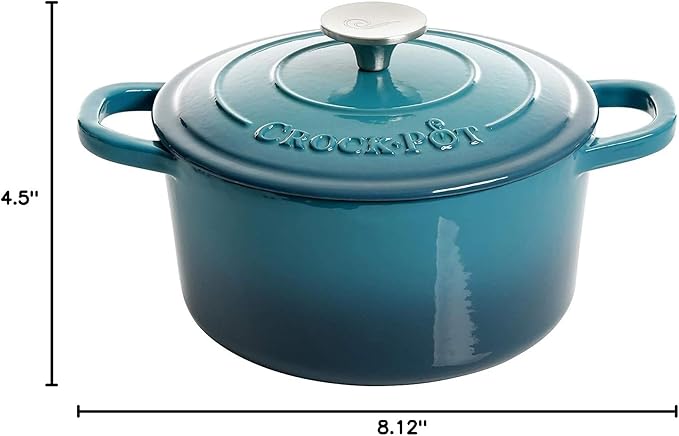 Crock-Pot Artisan Round Enameled Cast Iron Dutch Oven, 3-Quart, Teal Ombre