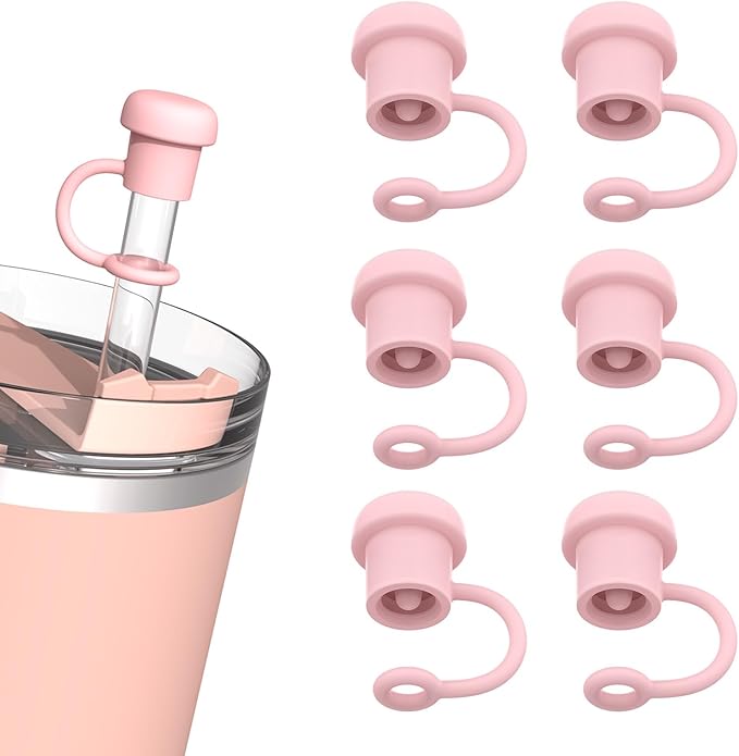 Adjustable Straw Cover for All Brand of Stanley, Simple Modern, Yeti, Owala, Hydro Flask, Reduce, Maars, Meoky, MaxBase, Beast, Hydrapeak and so on, Diameter 6mm-10mm, BPA Free, Dishwasher safe Pink