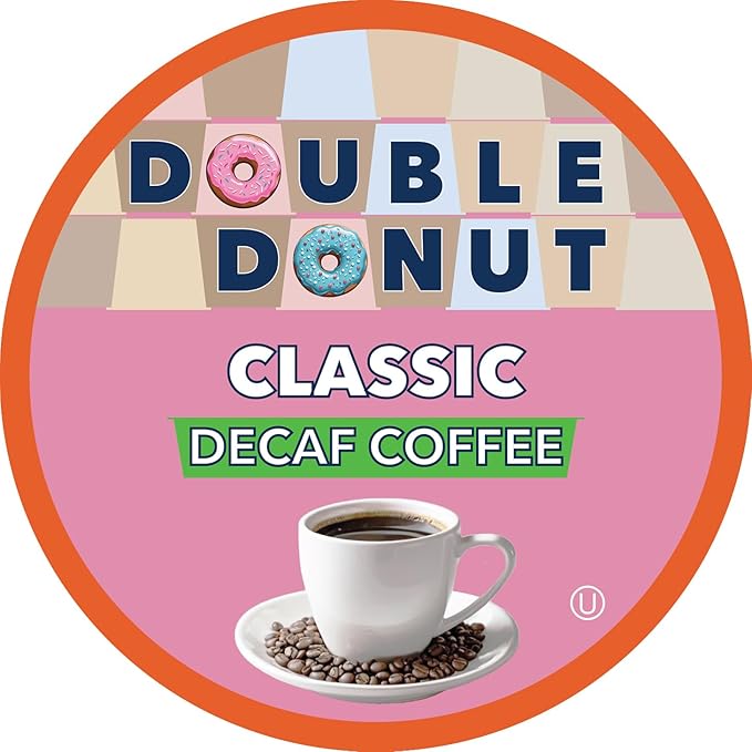 Double Donut Coffee Classic Roast Decaf Coffee, Decaf Medium Roast Coffee, Decaf Pods for Keurig K Cups Machines, Hot or Iced Single Serve Decaffeinated in Recyclable Pods, 80 Count