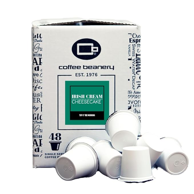 Irish Cream Cheesecake Coffee Pods by Coffee Beanery | 48ct Bulk Flavored Coffee Pods Medium Roast Coffee Pods| 100% Specialty Arabica Coffee| Gourmet Coffee Pods
