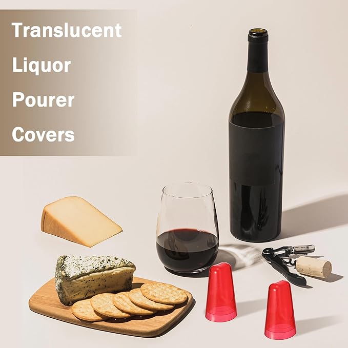 Chengu 100 Pieces Liquor Bottle Covers Pour Spout Covers Bar Toppers for Bottles Universal Pour Dispenser Dust Translucent Silicone Rubber Spout Caps for Bar Home Kitchen Tools Supplies (Red)