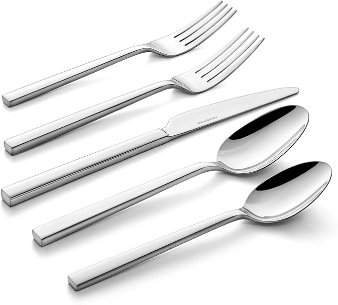 KINGSTONE Silverware Set, 40-Piece Flatware Cutlery Set Premium Stainless Steel, Service for 8, for Kitchen, Home, Wedding, Party, Mirror Polished and Dishwasher Safe