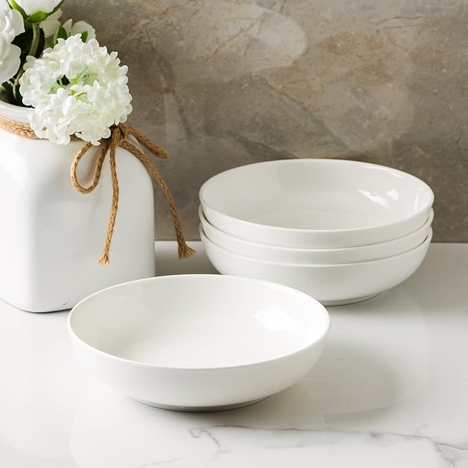 Stone Lain Gabrielle Bone China Dinnerware Set, 12-Piece Service for 4, Solid White