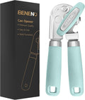 Beneno Heavy Duty Hand Can Opener Manual with Magnet, Durable Sharp Carbon Steel Blade Smooth Cutting, Big Effort-Saving Knob & Soft Grip Handle, Multifunctional Kitchen Tool with Bottle Opener, Mint