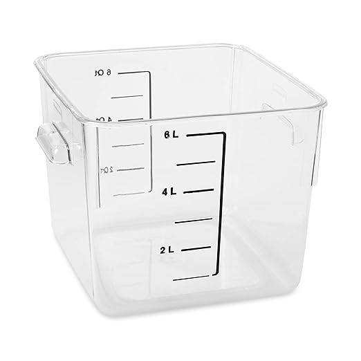 Rubbermaid Commercial Products Space Saving Square Food Storage Container 6 Quart Clear for Kitchen/Sous Vide/Meal Prep
