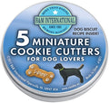 R&M International Mini Dog Cookie Cutters in Storage Tin, Paw, Dog, Fire Hydrant, Bone, House, 5-Piece Set