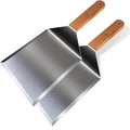 Smash Burger Spatula, Premium Large Meta Spatula - 6x5 inch Extra Wide Spatulas for Griddles & Grills, Steel Heavy Duty, Wooden Handle （2pcs）
