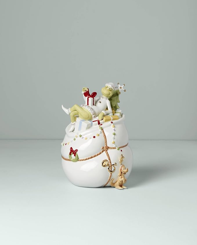 Lenox 894169 Merry Grinchmas Cookie Jar, Christmas & Holiday Hosting