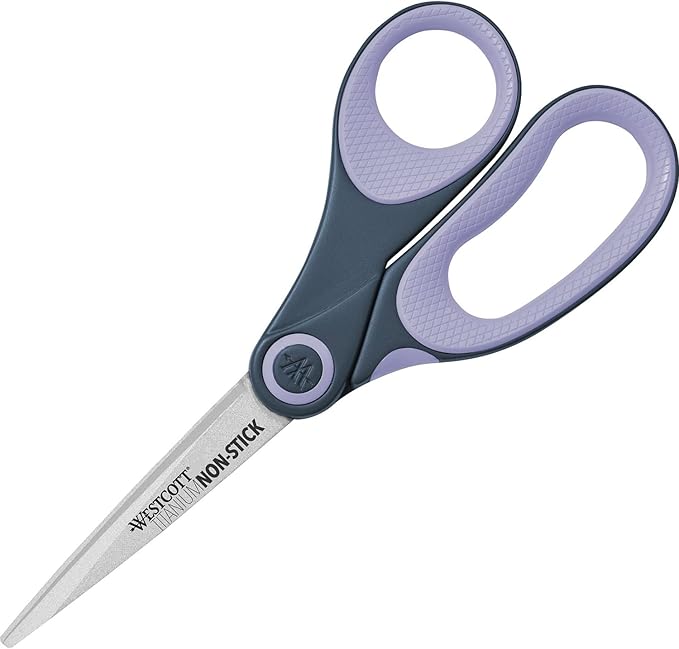 Westcott Titanium Bonded Non Stick Scissors, Purple, 8"