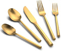 20-Piece Matte Gold Silverware Set, Hand Forged Utensil, Stainless Steel Flatware Set, Hexagon Handle Cutlery Set for Home Hotel Use, Service for 4