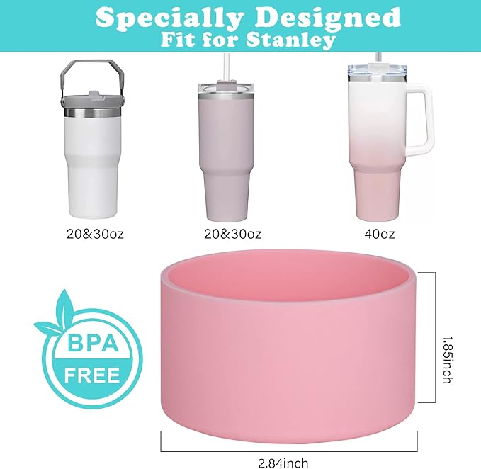 QIANHAI Protective Silicone Boots for Stanley Quencher Adventure 40oz Tumbler & IceFlow 30oz 20oz -Sport Water Bottle Bottom Sleeve Fits Hydro Flask -Stanley Cup Accessories (Mix-1RoseGreenWhite)