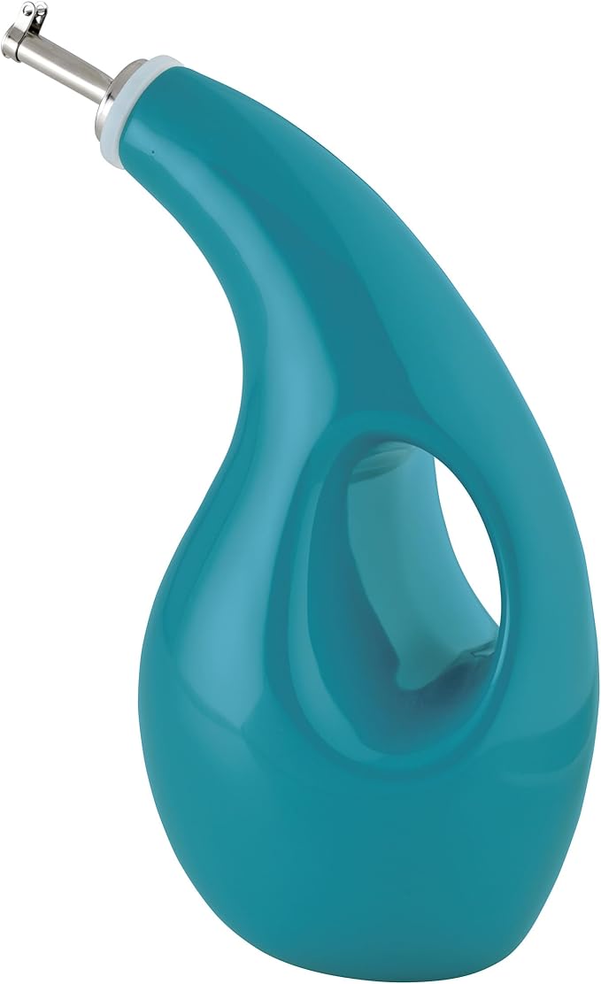 Rachael Ray Ceramics EVOO Oil and Vinegar Dispensing Bottle, 24 Ounce, Turquoise