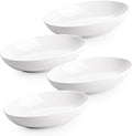 8.6" Oval Serving Bowls, 24 oz Small Oval Bowl for Side Dishes, Salad, Pasta, Snacks, White Ceramic Serving Dish, Set of 4