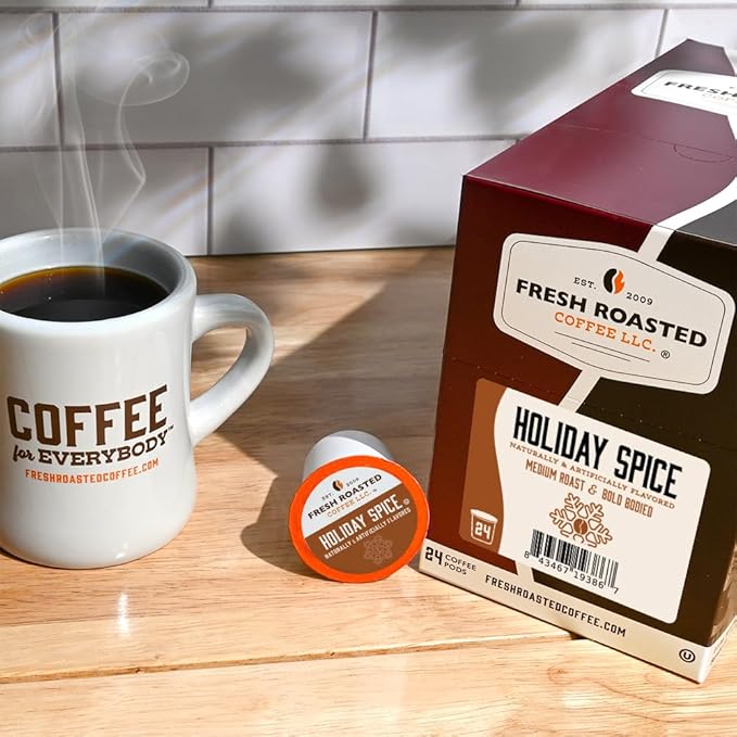 Fresh Roasted Coffee, Holiday Spice, Flavored Coffee Pods, K-Cup Compatible, 24 Count