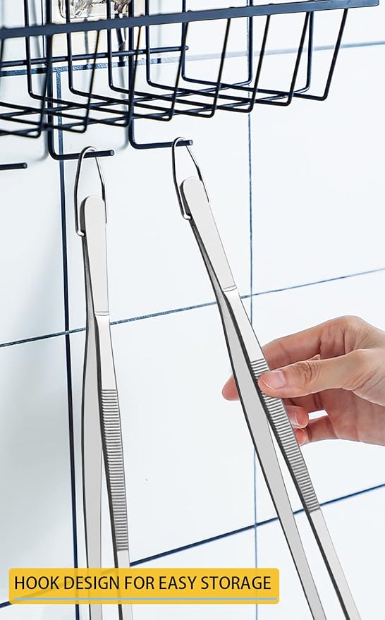 JETKONG 2 Pieces Long Food Tweezers Kitchen Tweezer Tong Chopsticks Tongs Stainless Steel Kitchen Cooking Forceps