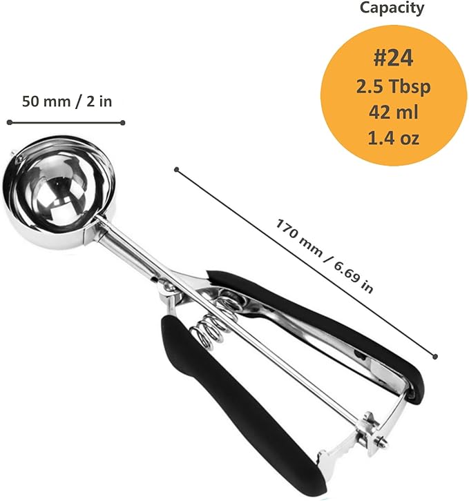 Cookie Scoop, Ice Cream Scoop, 2.5Tbsp/42ml/1.4 oz Cookie Scoops for Baking, 18/8 Stainless Steel Cookie Scooper for Baking, Cookie Dough Scoop, Ice Cream Scooper with Trigger Release (#24)