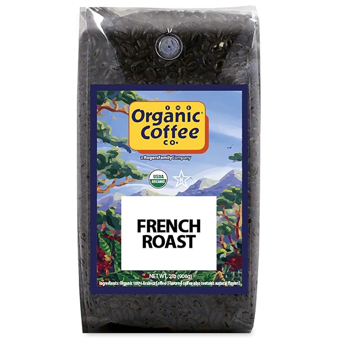 Organic Coffee Co. French Roast Whole Bean Coffee 2LB (32 Ounce) Dark Roast USDA Organic