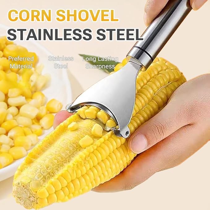 Corn Peeler Cob Stripper, Stainless Steel Cob Remover, Corn Planer Cutter Thresher Scraper, Stripping Tool for Home Kitchen, Corn Scraper 3 PCS