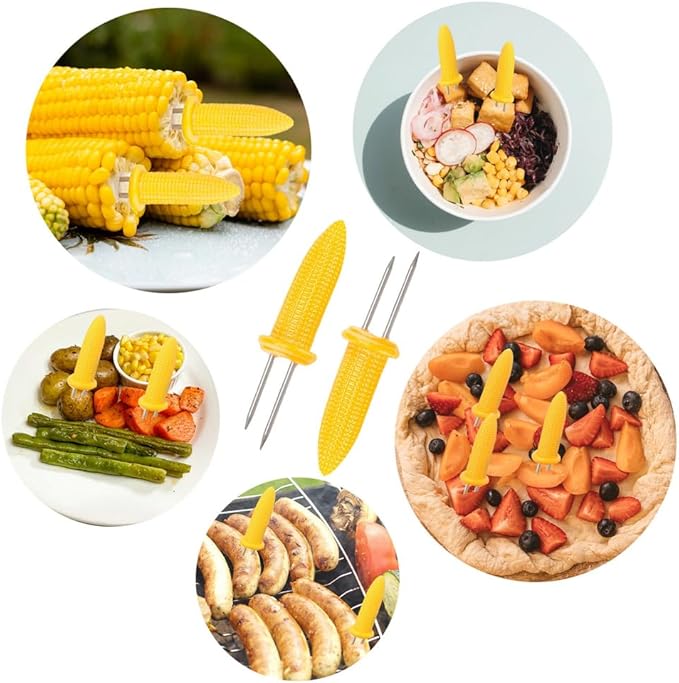 20 Pack 3.54 Inch Large Corn Holders, Stainless Steel Corn on The Cob Holders, Corn on The Grill, Corn on The Cob Skewers with Storage Box for Outdoor BBQ Cooking, A-005