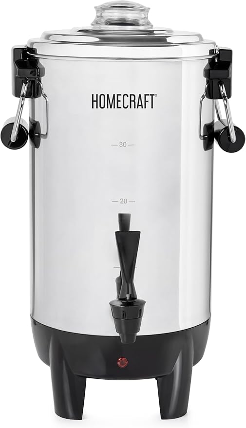 Homecraft Quick-Brewing 1000-Watt Automatic 30-Cup Coffee Urn - Stainless Steel