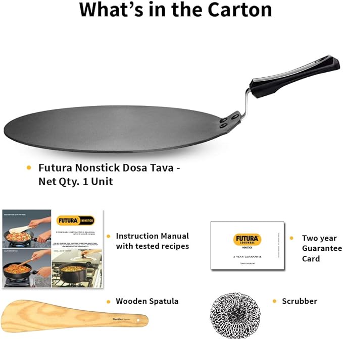 Hawkins Futura Non-stick Flat Dosa Tava Griddle, 11-inch,Black