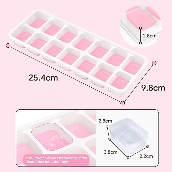Ice Cube Trays 4 Pack, Airabc Silicone Ice Cube Trays with Removable Lid, Easy-Release Flexible 14-cube Ice Trays, LFGB Certified and BPA Free, Stackable Ice Trays with Covers for Cocktail, Freezer