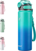 Enerbone 24 oz Insulated Water Bottle, Stainless Steel Bottle with Carrying Strap, Double-Wall Vacuum Insulation Design, Leakproof Sports Bottle with Straw, Keep Drinks Cold or Hot for Hours