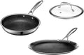 HexClad Hybrid Nonstick 3-Piece Cookware Set, 8" Pan, 8" Lid, and 12" Griddle Pan