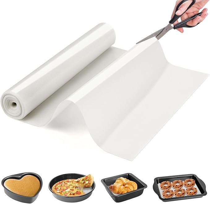 Cut to Size Silicone Baking Mat Roll, Food Grade Heat Resistant Silicone Baking Sheet, Silicone Liner for Baking, Reusable Freeze Dryer Mat Refrigerator Liners, No Slip Countertop Protector Mat