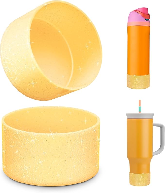 2 PCS Glitter Silicone Boot for Owala Water Bottle, Anti-Slip Protective Sleeve for FreeSip/Twist/Flip Stainless Steel Water Bottles Accessories
