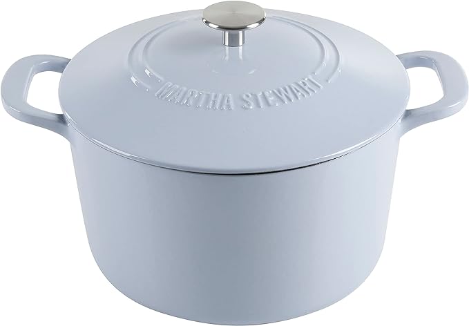 MARTHA STEWART Gatwick 7 QT Enamel Cast Iron Dutch Oven Pot With Lid, Lavender Purple