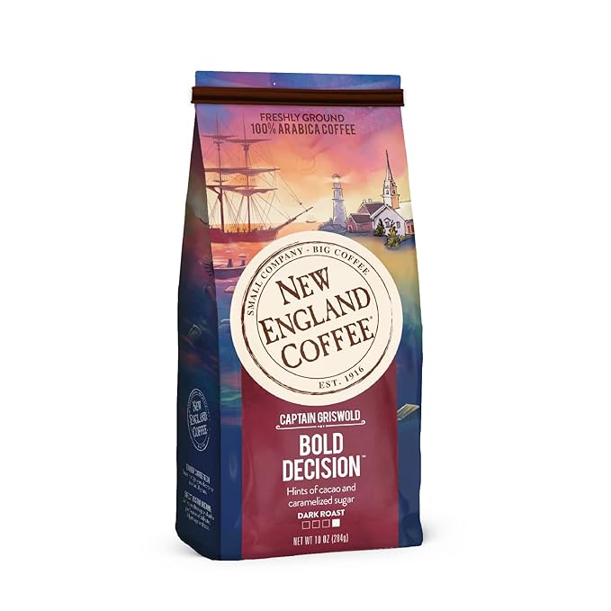 New England Coffee Bold Decision Dark Roast Ground Coffee, 10oz Bag (Pack of 1)