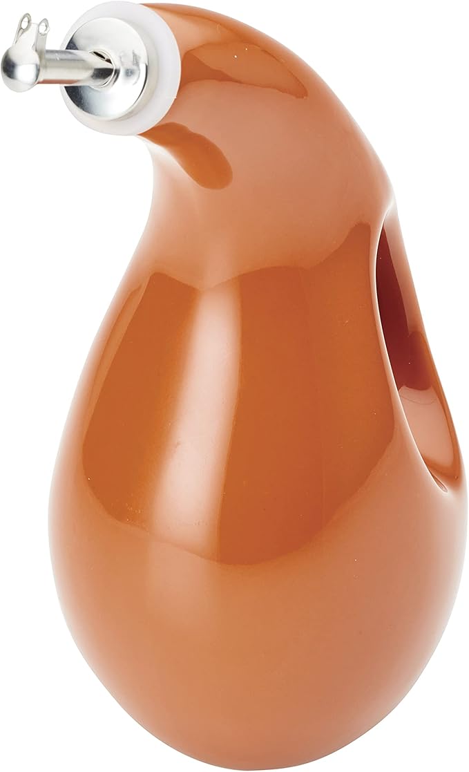 Rachael Ray 48466 Ceramic EVOO Oil and Vinegar Dispensing Bottle with Spout, 24 Ounce - Pumpkin Orange