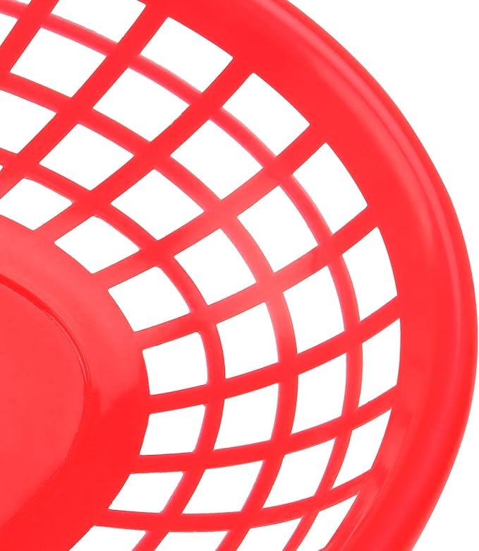 40 Pack 9x5.7x1.6 Inch Plastic Fast Food Baskets, Restaurant Serving Baskets, Red Oval Fast Food Serving Basket for Picnic, Deli Serving, Chicken, Burgers and Fries