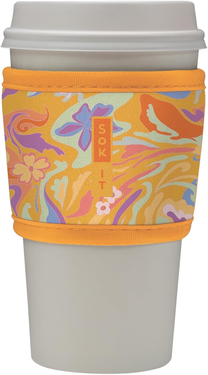 Sok It HotSok Coffee & Tea Reusable Insulated Neoprene Cup Sleeve (Groovy Swirls)