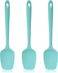 600ºF Heat Resistant Spatulas, High Heat Food Safe Semless Kitchen Silicone Spoon Spoonula Scraper Set for Cooking Baking Mixing Scraping Stirring Nonstick Cookware Pan Bowl (3Pcs,Aqua Sky)