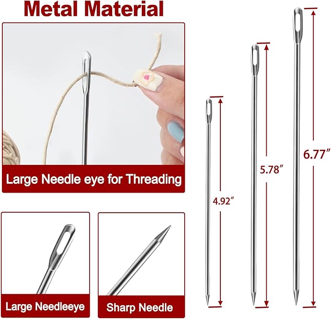 Ofargo Meat Trussing Needles, Roasting Trussing Needles for Lacing Roast Turkey, Chicken, Pork Skin, Whole Hog, Lamb, and Rotisserie Pig; Two of Each Size 4.9/5.7/7inch, 6pcs in All