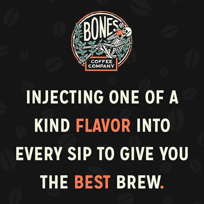 Bones Coffee Company Fallout Atomic Apple, Apple Pie Flavored Coffee, Medium Roast Low Acid Arabica Beans Compatible with Auto drip and French Press Coffee Maker, 12 Oz Whole Bean