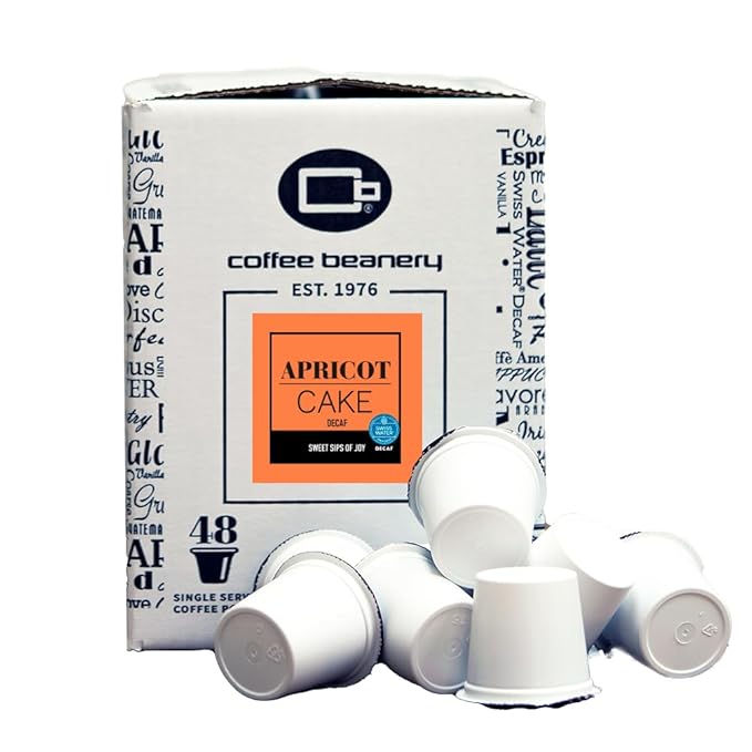 Apricot Cake Decaf Coffee Pods by Coffee Beanery | 48ct Bulk Flavored Decaf Coffee Pods Medium Roast Arabica Coffee