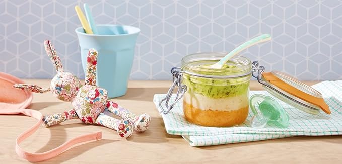 Le Parfait Super Terrine Jar | 4oz (Pack of 6) 125ml French Glass Jar, Airtight Rubber Seal & Glass Lid | Glass Jars for Kitchen Organization and Storage Containers for Essentials