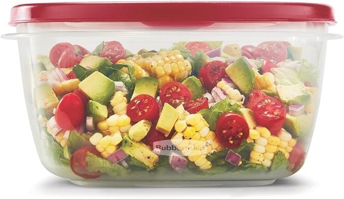 Rubbermaid Easy Find Lids Food Storage Container, 14 Cup, 4-Pack, Red