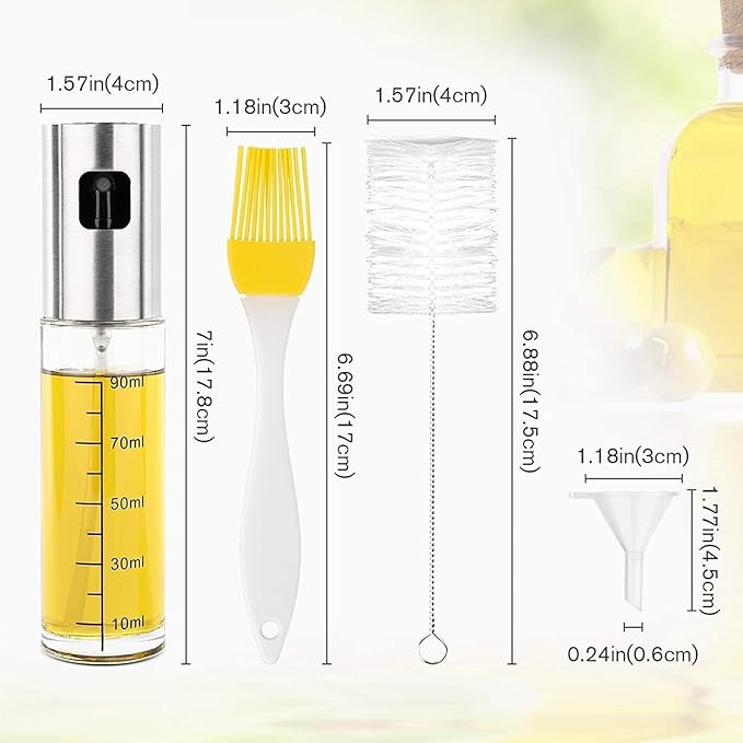 Oil Sprayer for Cooking, Olive Oil Spray Bottle for Kitchen 100ml Glass Olive Oil Sprayer Mister Oil Vinegar Spritzer Sprayer Glass Bottles for Cooking/Salad/Barbecue