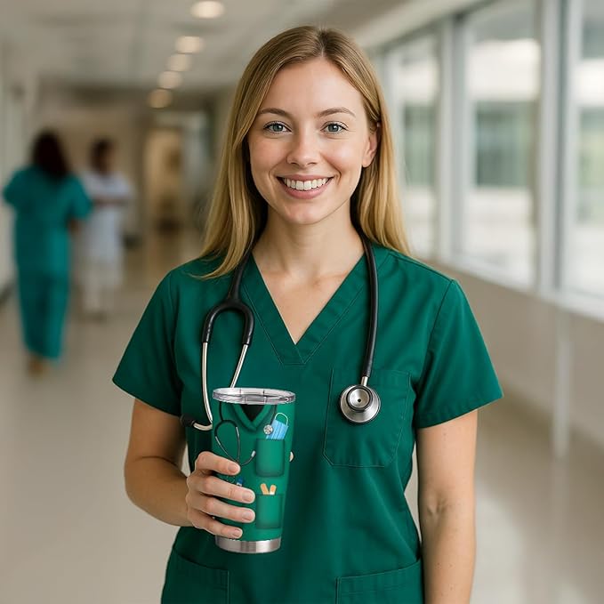 SANDJEST Nurse Tumbler Cup - Nutritional Facts Travel Coffee Mug Gift - 20oz Tumblers Nurse Gifts for Birthday, Christmas, Appreciation Week, Nursing School Graduation for Nurses, Practitioners