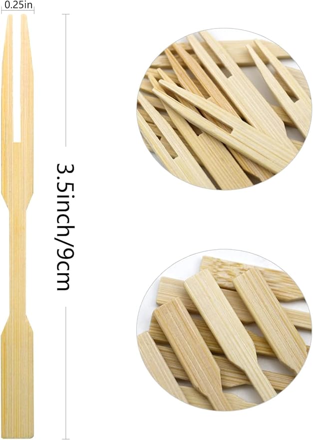 [2 Packs of 110 PCS] 3.5 inch Appetizer Picks, Prong Mini Fork for Appetizers, Cocktail Forks Appetizer Forks, Bamboo toothpicks for Appetizer, Wooden Food Picks for Fruit, Charcuterie Accessories.